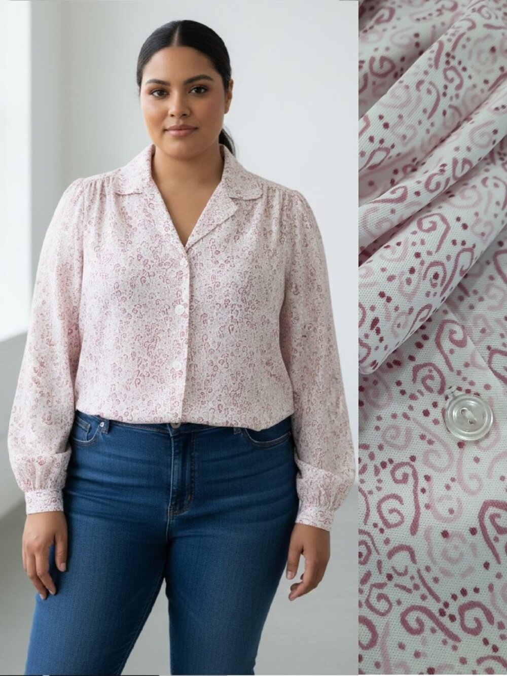 Vtg 70s Pastel Doodles Blouse - Graff Brand